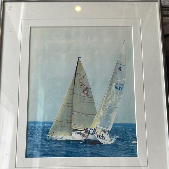 Vintage Nautical Photography Art with Blue and Silver Frame - Picture 4 of 11